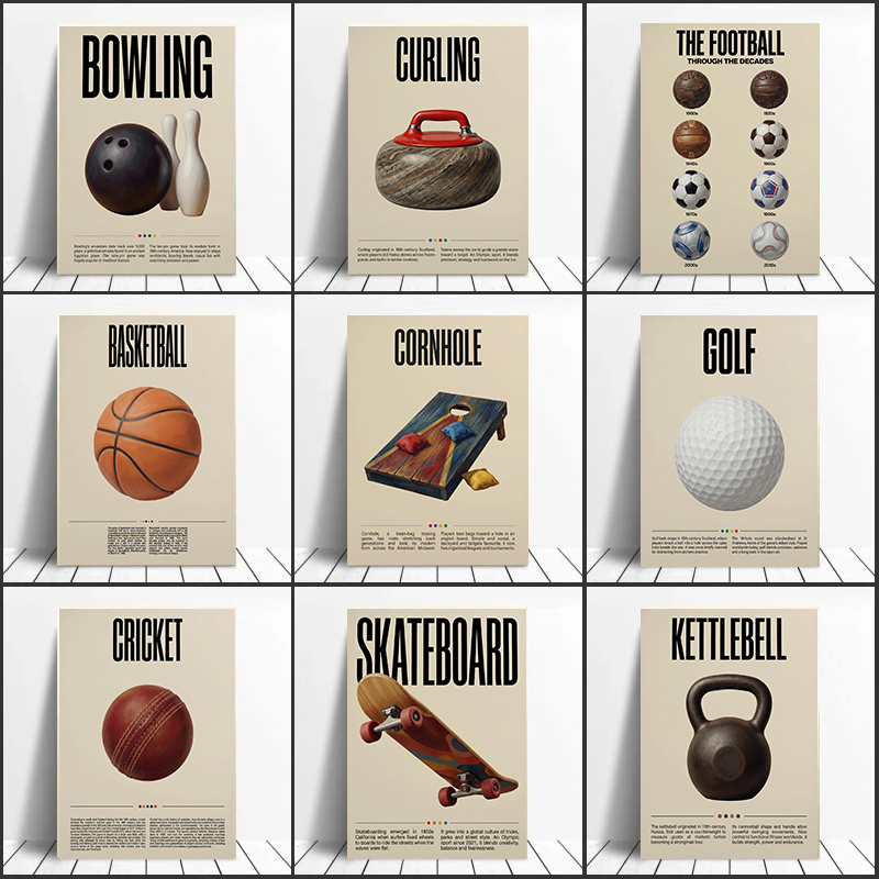 Sports Equipment For Badminton - Vintage Retro Eğitici Spor Ekipmanları Kanvas